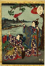Utagawa Kunisada II, The tale of Genji, Chapter 18 MATSUKAZE. 