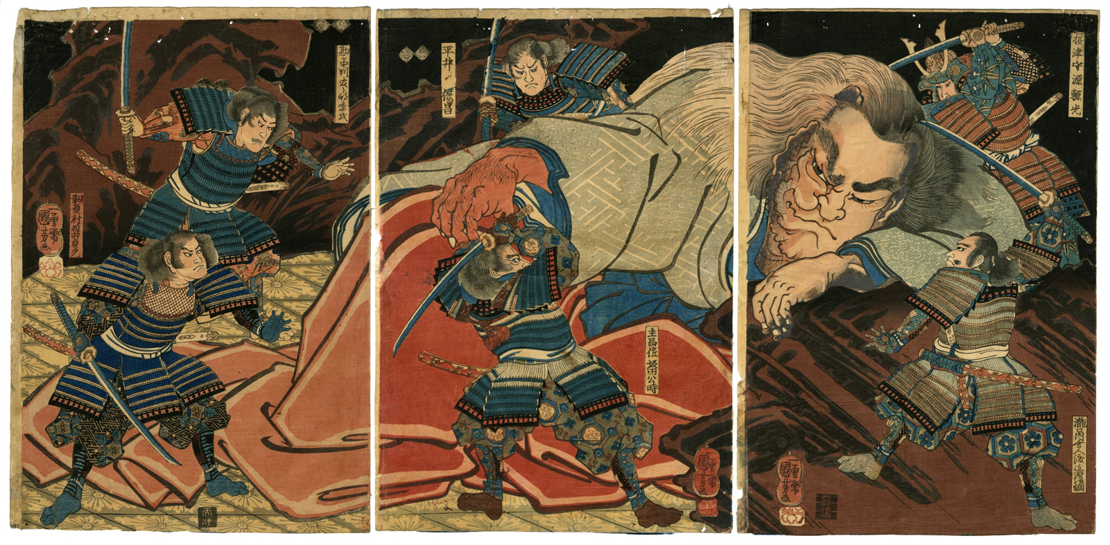 Kuniyoshi Minamoto Yorimitsu And His Retainers Attack The Shutendoji 