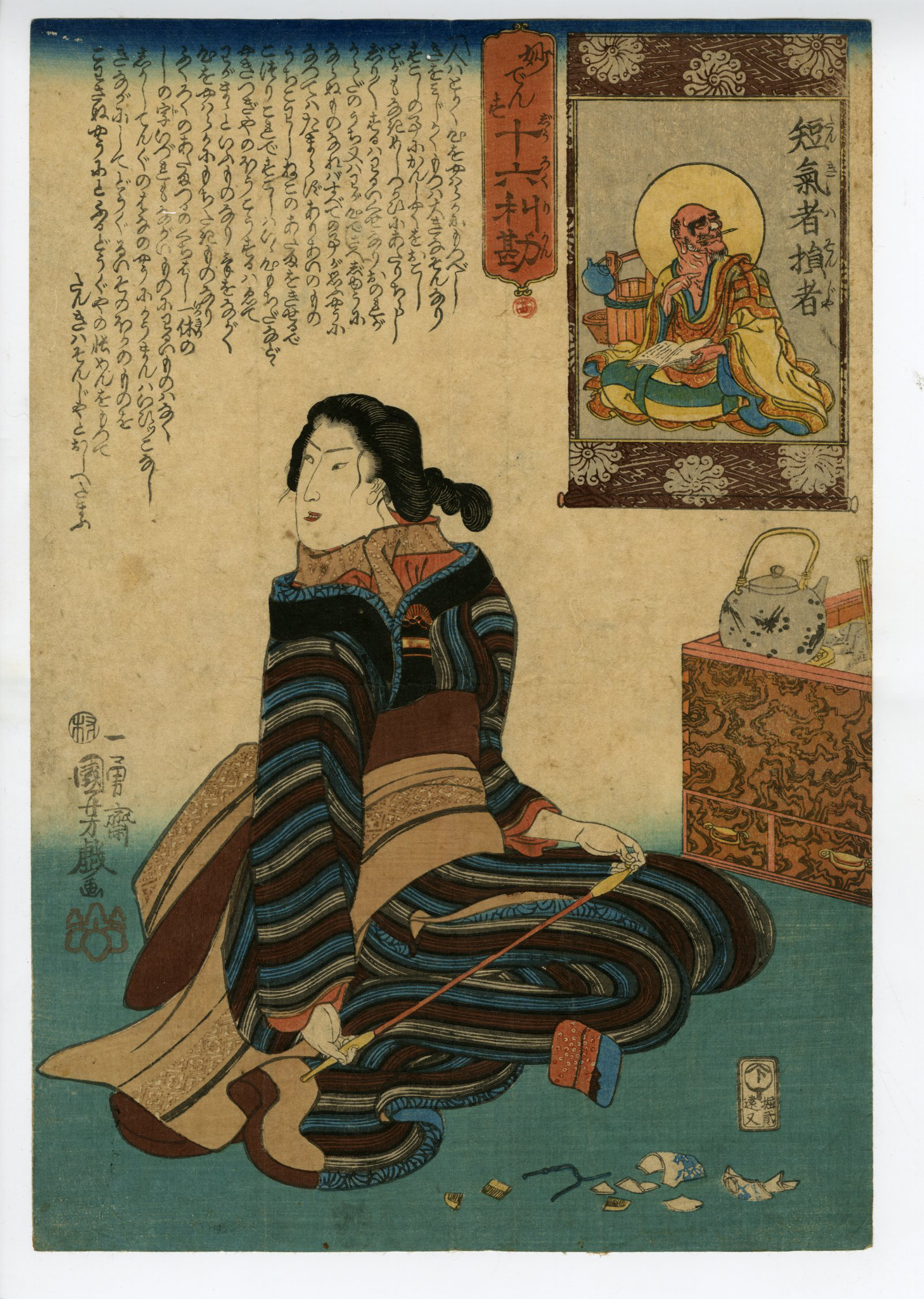 絵画+タペストリー ORIGIN Katsukawa Shunshō 勝川春章 - Mirror of Yoshiwara Beauties