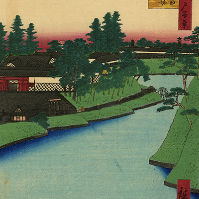 絵画　不思議な光景 Hiroshige - Eight Views of Omi, Night Rain at Karasaki