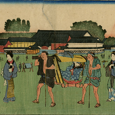 絵画　不思議な光景 葛飾北斎による浮世絵「A Perspective View: The Two Deva Kings