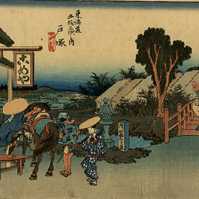 絵画　不思議な光景 Hiroshige - Eight Views of Omi, Night Rain at Karasaki