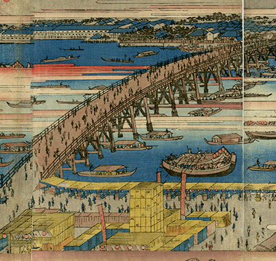 Hiroshige - Eight Views of Omi, Night Rain at Karasaki