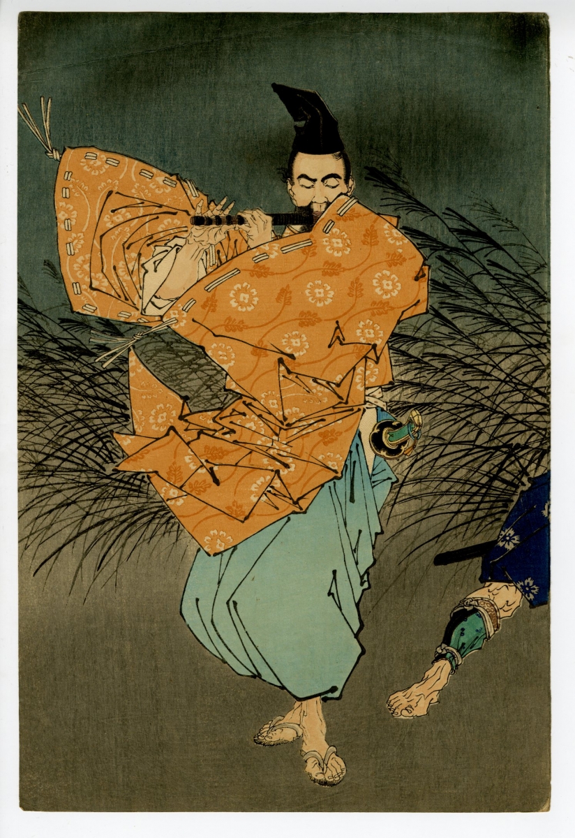 Yoshitoshi Fujiwara No Yasumasa Plays His Flute In The Moonlight Ukiyo E Ukiyoe Gallery Shukado