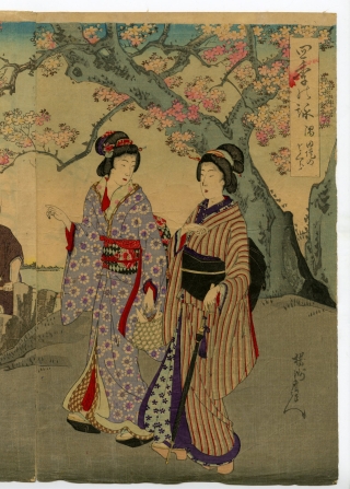 Chikanobu - Cherry blossoms Sumida River - Ukiyo-e - Ukiyoe